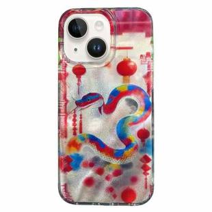 For iPhone 15 Double Layer IMD Pattern TPU Phone Case(New Year Snake)