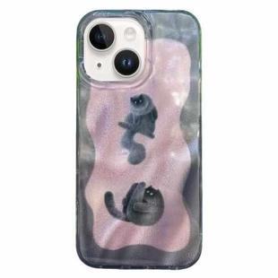 For iPhone 15 Double Layer IMD Pattern TPU Phone Case(Contrasting Color Cats and Dogs Pink)