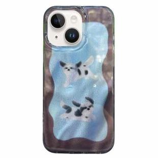 For iPhone 15 Double Layer IMD Pattern TPU Phone Case(Contrasting Color Cats and Dogs Blue)