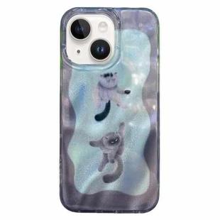 For iPhone 15 Double Layer IMD Pattern TPU Phone Case(Contrasting Color Cats and Dogs Green)