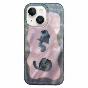 For iPhone 14 Double Layer IMD Pattern TPU Phone Case(Contrasting Color Cats and Dogs Pink)