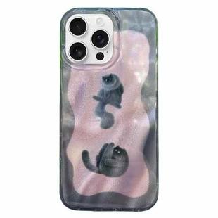 For iPhone 14 Pro Double Layer IMD Pattern TPU Phone Case(Contrasting Color Cats and Dogs Pink)