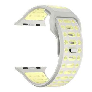 For Apple Watch 46mm / 49mm / 45mm / 44mm Single Nail Dual-Color Multi-hole Silicone Watch Band(Warm Gray Yellow)