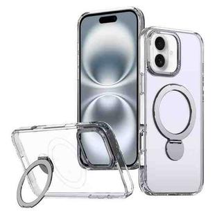 For iPhone 16 Wing Series Gen2 MagSafe Metal Ring Holder Phone Case(Transparent)