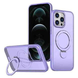 For iPhone 12 Pro Max Wing Series Gen2 MagSafe Metal Ring Holder Phone Case(Light Purple)