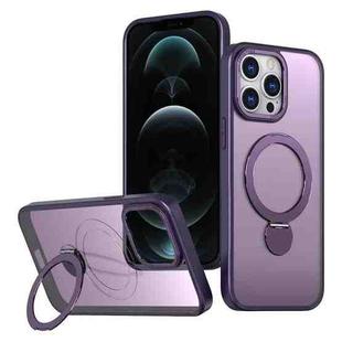 For iPhone 12 Pro Max Wing Series Gen2 MagSafe Metal Ring Holder Phone Case(Dark Purple)