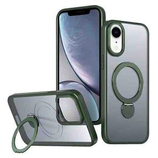 For iPhone XR Wing Series Gen2 MagSafe Metal Ring Holder Phone Case(Green)