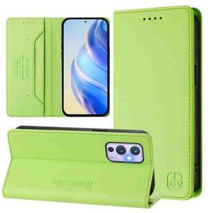 For OnePlus 9 RC01 Dual-Folded Magnetic Suction RFID Leather Phone Case(Grass Green)