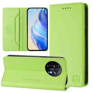 For OnePlus 11 RC01 Dual-Folded Magnetic Suction RFID Leather Phone Case(Grass Green)