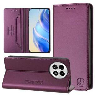 For OnePlus 13 RC01 Dual-Folded Magnetic Suction RFID Leather Phone Case(Violet)