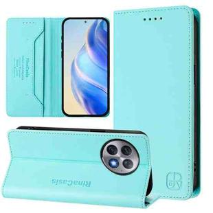 For OnePlus Ace 2 Pro RC01 Dual-Folded Magnetic Suction RFID Leather Phone Case(Mint Green)