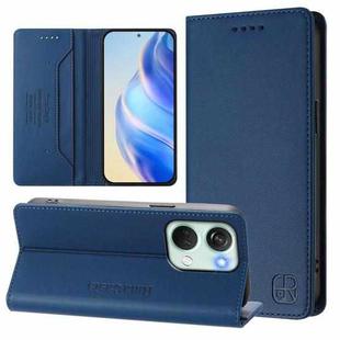 For OnePlus Nord 3 / OnePlus Ace 2V RC01 Dual-Folded Magnetic Suction RFID Leather Phone Case(Dark Blue)