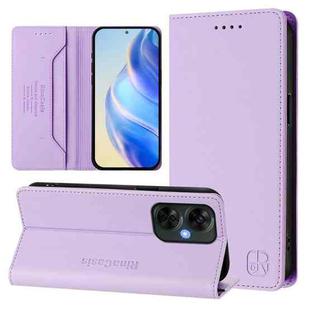 For OnePlus Nord CE 3 Lite / Nord N30 RC01 Dual-Folded Magnetic Suction RFID Leather Phone Case(Light Purple)