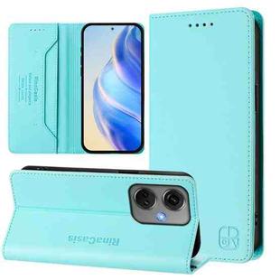 For OnePlus Nord CE3 RC01 Dual-Folded Magnetic Suction RFID Leather Phone Case(Mint Green)