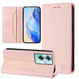 For OnePlus Nord N30 SE RC01 Dual-Folded Magnetic Suction RFID Leather Phone Case(Pink)