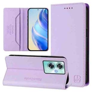 For OnePlus Nord N30 SE RC01 Dual-Folded Magnetic Suction RFID Leather Phone Case(Light Purple)