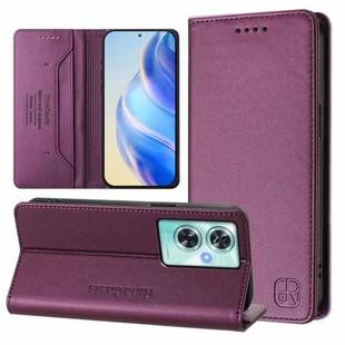 For OnePlus Nord N30 SE RC01 Dual-Folded Magnetic Suction RFID Leather Phone Case(Violet)