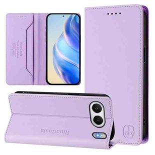 For OnePlus Nord 4 5G Global RC01 Dual-Folded Magnetic Suction RFID Leather Phone Case(Light Purple)