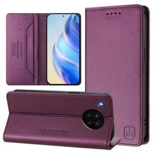 For Honor 50 Lite RC01 Dual-Folded Magnetic Suction RFID Leather Phone Case(Violet)