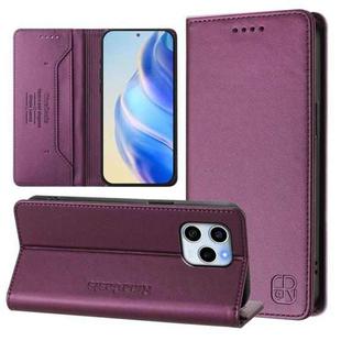 For Honor 60 SE RC01 Dual-Folded Magnetic Suction RFID Leather Phone Case(Violet)