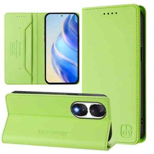 For Honor 90 RC01 Dual-Folded Magnetic Suction RFID Leather Phone Case(Grass Green)