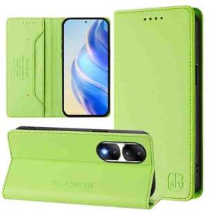 For Honor 90 Pro RC01 Dual-Folded Magnetic Suction RFID Leather Phone Case(Grass Green)