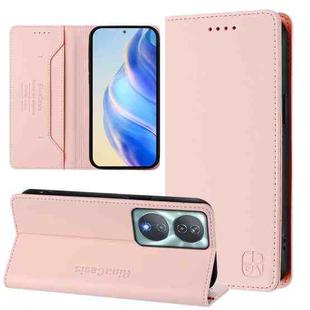 For Honor 90 Smart / X7b 5G / 4G Global RC01 Dual-Folded Magnetic Suction RFID Leather Phone Case(Pink)