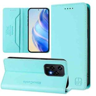 For Honor 200 Lite Global RC01 Dual-Folded Magnetic Suction RFID Leather Phone Case(Mint Green)