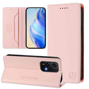 For Honor 200 Lite Global RC01 Dual-Folded Magnetic Suction RFID Leather Phone Case(Pink)