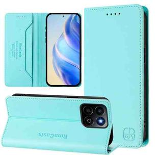 For Honor 200 Smart Global / X7c 4G RC01 Dual-Folded Magnetic Suction RFID Leather Phone Case(Mint Green)