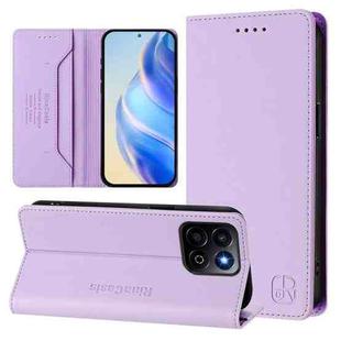 For Honor 200 Smart Global / X7c 4G RC01 Dual-Folded Magnetic Suction RFID Leather Phone Case(Light Purple)