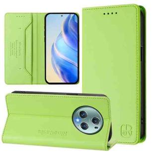 For Honor Magic5 Pro RC01 Dual-Folded Magnetic Suction RFID Leather Phone Case(Grass Green)