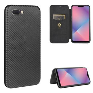 For OPPO A5(AX5) / A3s / A12e Carbon Fiber Texture Horizontal Flip TPU + PC + PU Leather Case with Card Slot(Black)