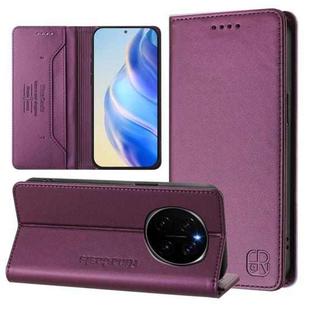 For Honor Magic7 RC01 Dual-Folded Magnetic Suction RFID Leather Phone Case(Violet)