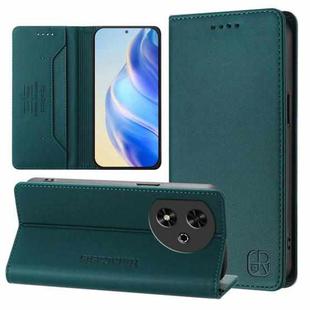 For Honor Play 50 RC01 Dual-Folded Magnetic Suction RFID Leather Phone Case(Dark Green)