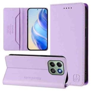 For Honor X6b RC01 Dual-Folded Magnetic Suction RFID Leather Phone Case(Light Purple)