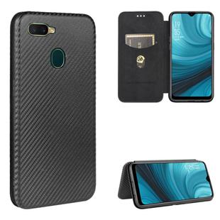 For OPPO A7(AX7) / A5s / AX5s / A12 Carbon Fiber Texture Horizontal Flip TPU + PC + PU Leather Case with Card Slot(Black)