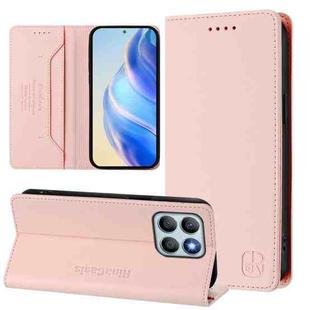 For Honor X8b Global RC01 Dual-Folded Magnetic Suction RFID Leather Phone Case(Pink)