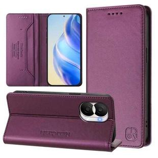 For Honor X40i RC01 Dual-Folded Magnetic Suction RFID Leather Phone Case(Violet)