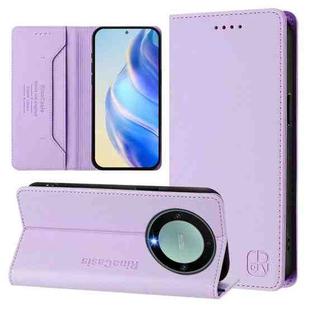 For Honor X40 / X9a / Magic5 Lite RC01 Dual-Folded Magnetic Suction RFID Leather Phone Case(Light Purple)