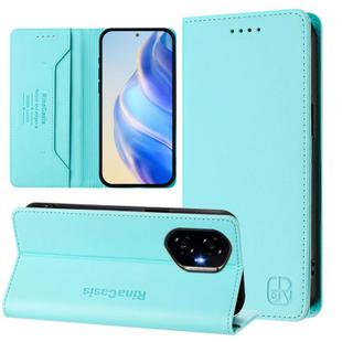 For Honor 300 RC01 Dual-Folded Magnetic Suction RFID Leather Phone Case(Mint Green)