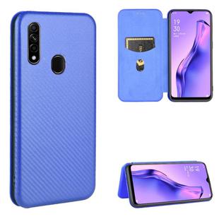 For OPPO A8 / A31 (2020) Carbon Fiber Texture Horizontal Flip TPU + PC + PU Leather Case with Card Slot(Blue)