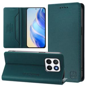 For Honor X8c 4G RC01 Dual-Folded Magnetic Suction RFID Leather Phone Case(Dark Green)