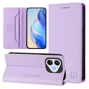 For Honor 400 Lite RC01 Dual-Folded Magnetic Suction RFID Leather Phone Case(Light Purple)