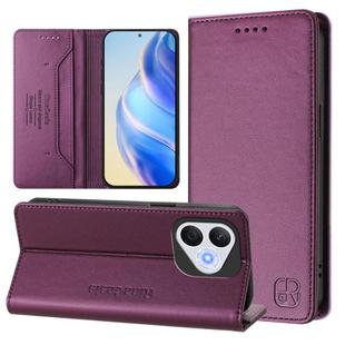 For Honor 400 Lite RC01 Dual-Folded Magnetic Suction RFID Leather Phone Case(Violet)