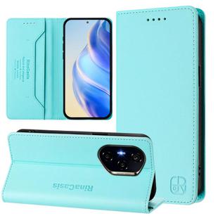 For Honor 400 RC01 Dual-Folded Magnetic Suction RFID Leather Phone Case(Mint Green)