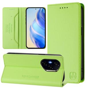 For Honor 400 RC01 Dual-Folded Magnetic Suction RFID Leather Phone Case(Grass Green)