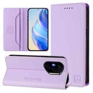 For Honor 400 RC01 Dual-Folded Magnetic Suction RFID Leather Phone Case(Light Purple)