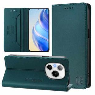 For Honor Power RC01 Dual-Folded Magnetic Suction RFID Leather Phone Case(Dark Green)
