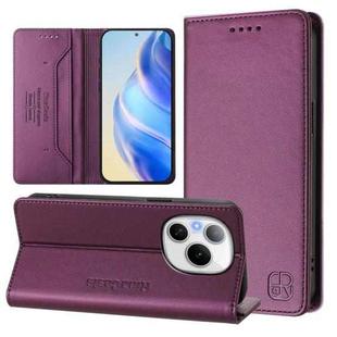 For Honor Power RC01 Dual-Folded Magnetic Suction RFID Leather Phone Case(Violet)